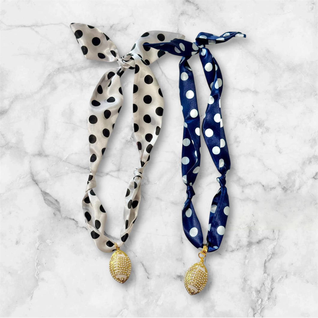 Polka Dot Pearl Football Scarf Necklace