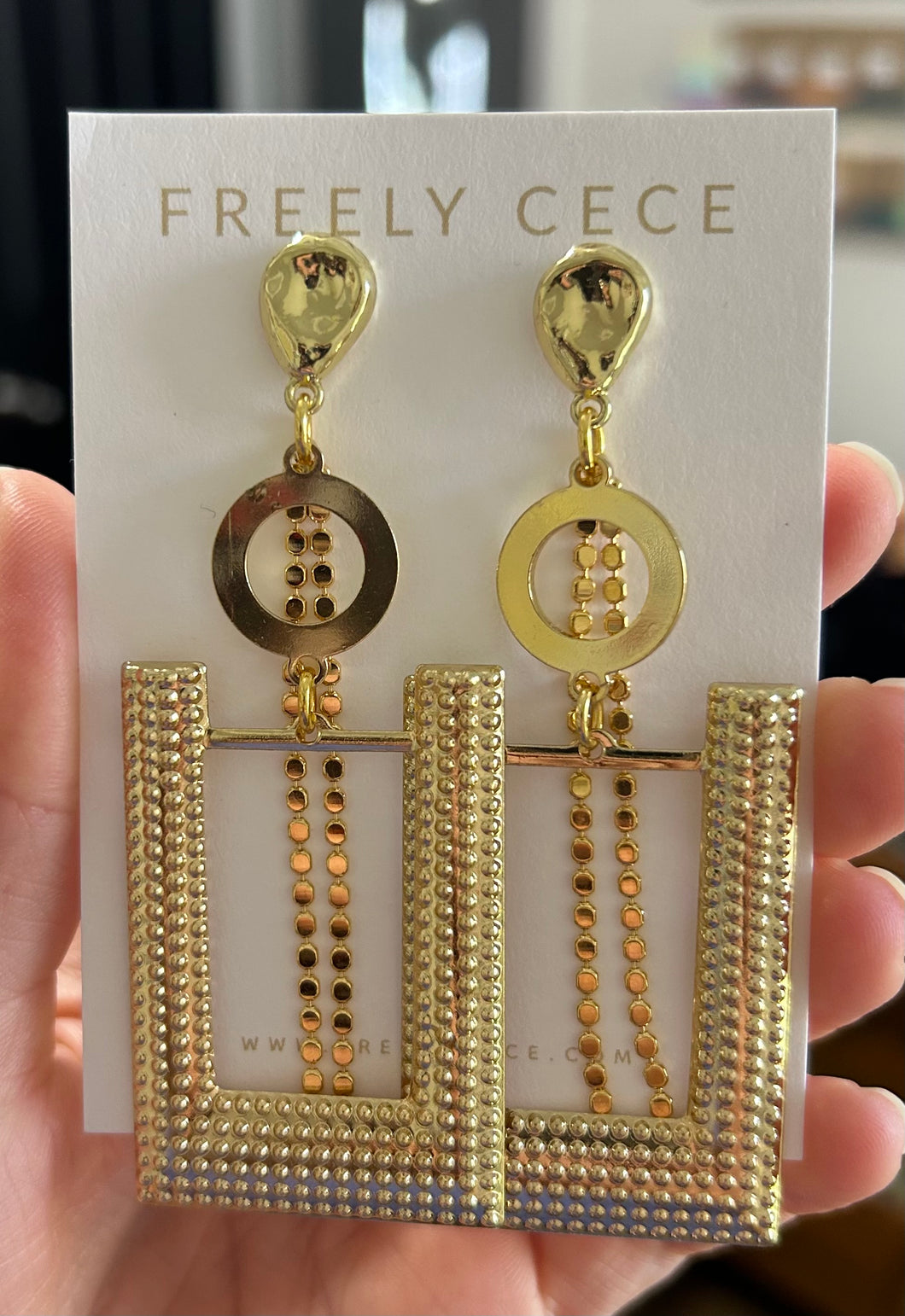 Gold Shapes Fringe Earrings