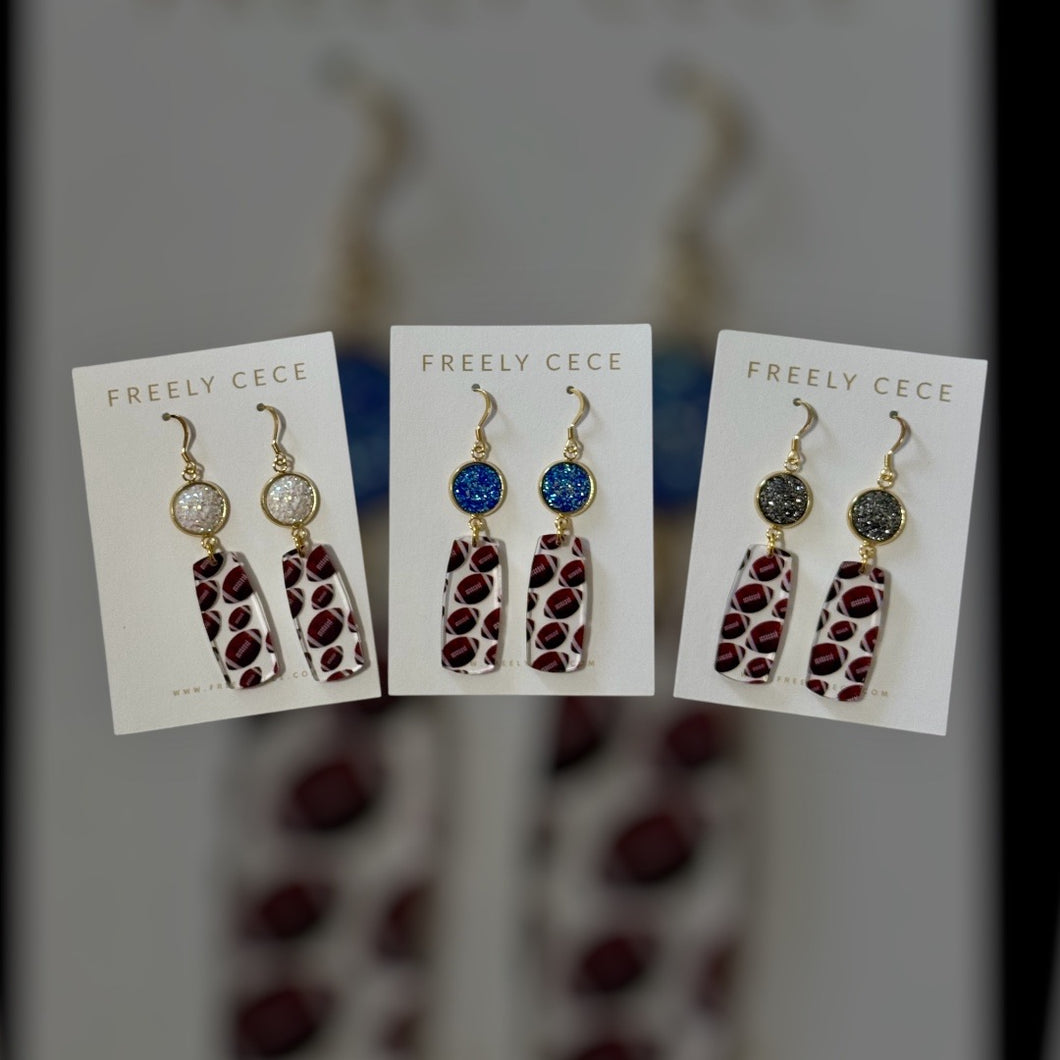 Druzy Football Dangle