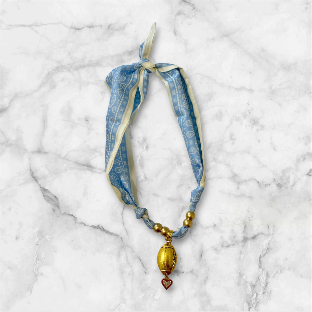 Powder Blue Football Scarf Necklace