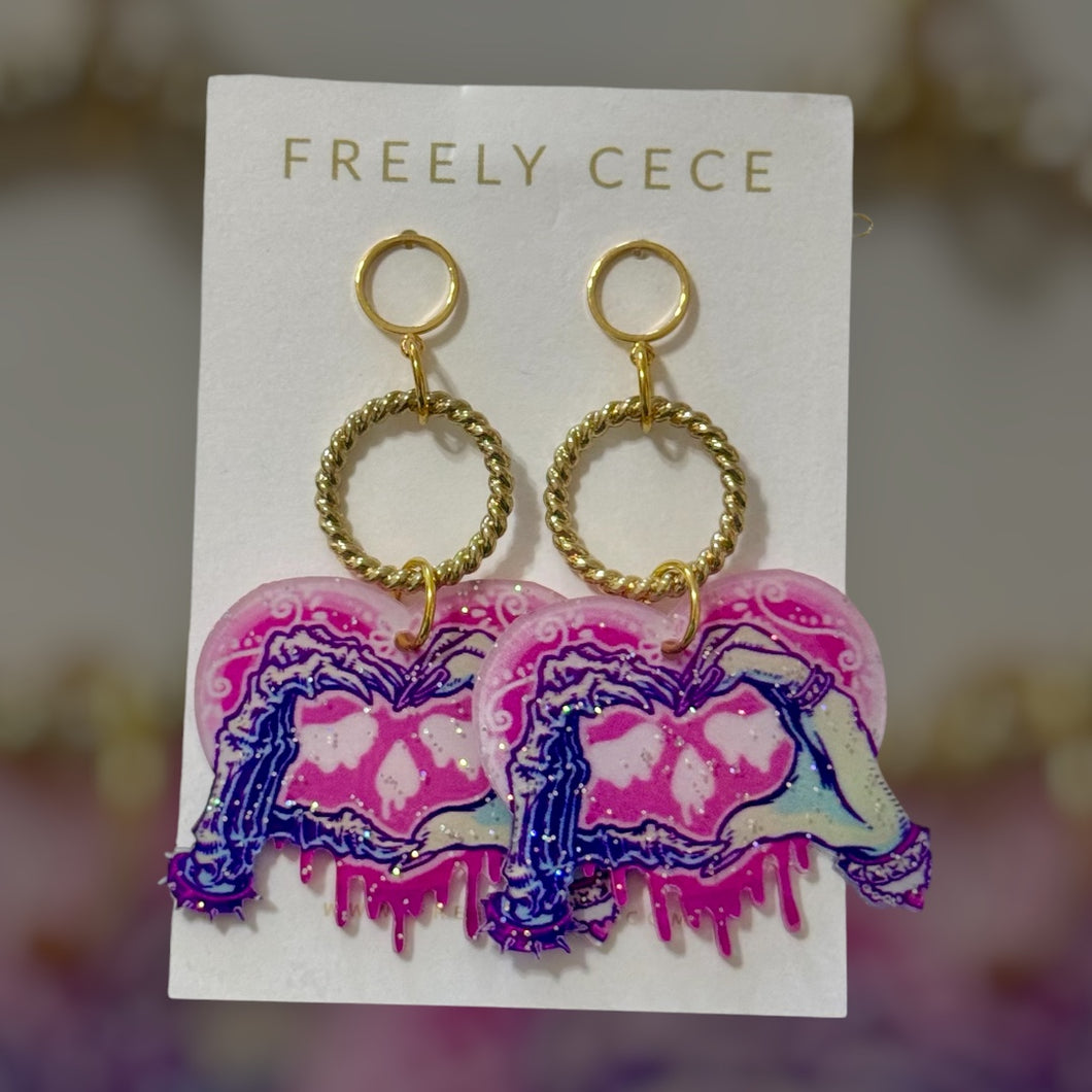 Spooky Heart Hands Earrings