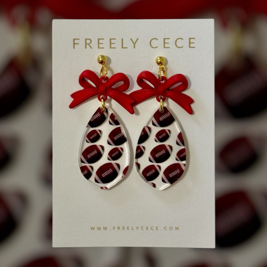 Red Bow Football Dangle