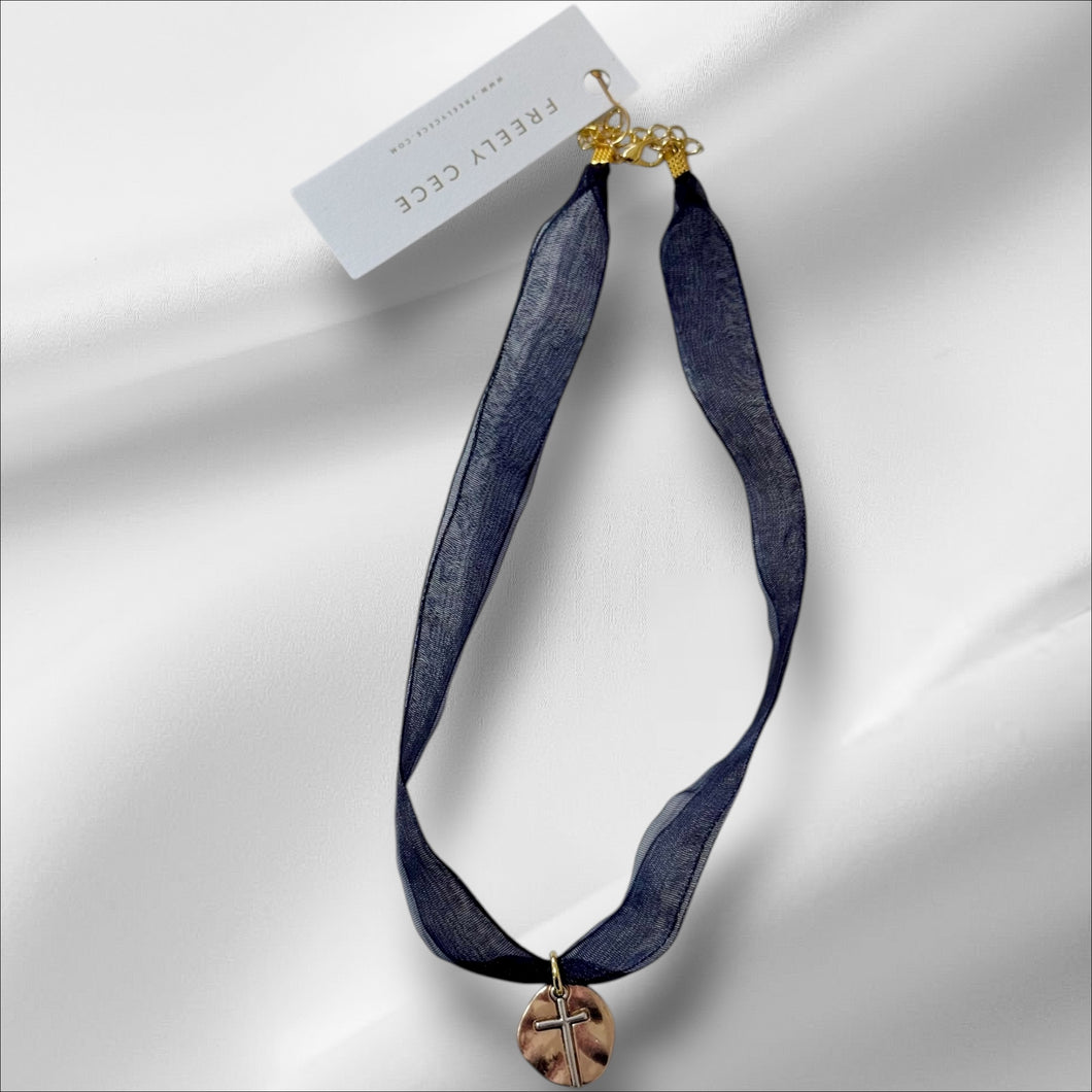 Cross Ribbon Necklace