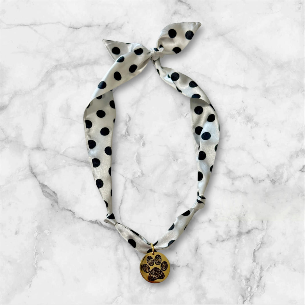 Polka Dot Paw Print Scarf Necklace