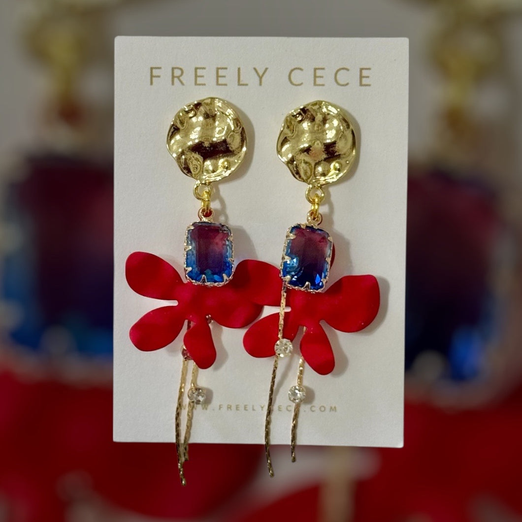 Blue & Red Flower Dangle