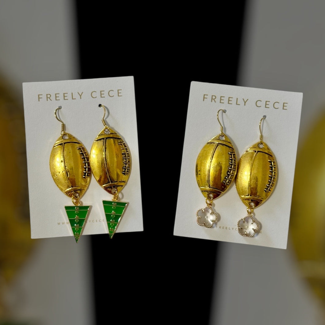 Gold Football Dangle Earrings