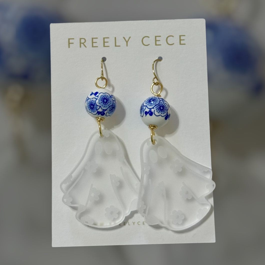 Blue & White Ghost Earrings