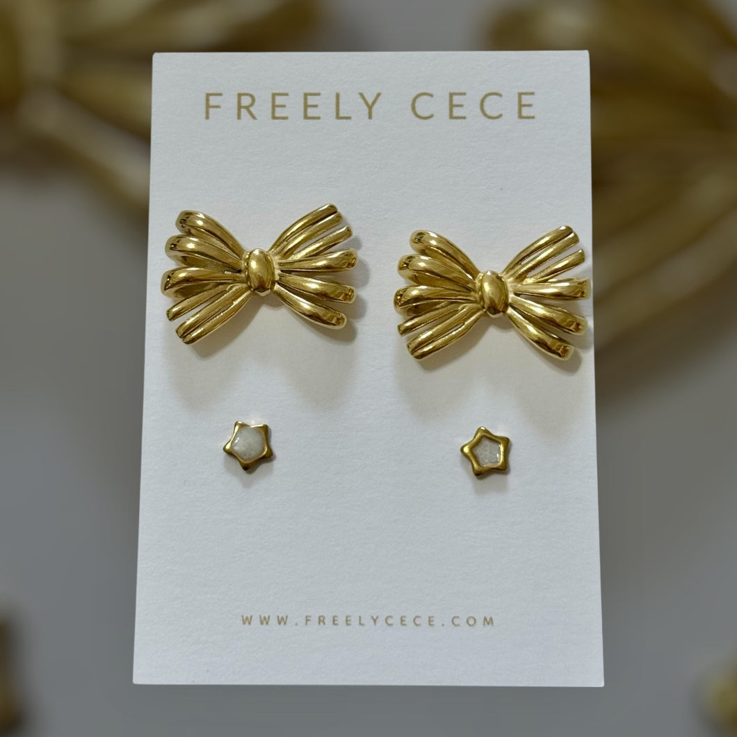 Star & Bow Stud Earring Duo