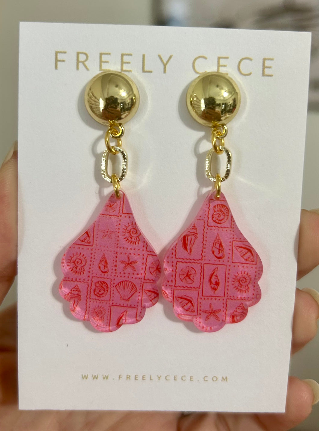 Pink & Gold Shell Dangle