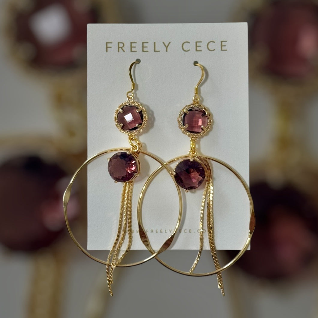 Maroon Gemstone Hoop