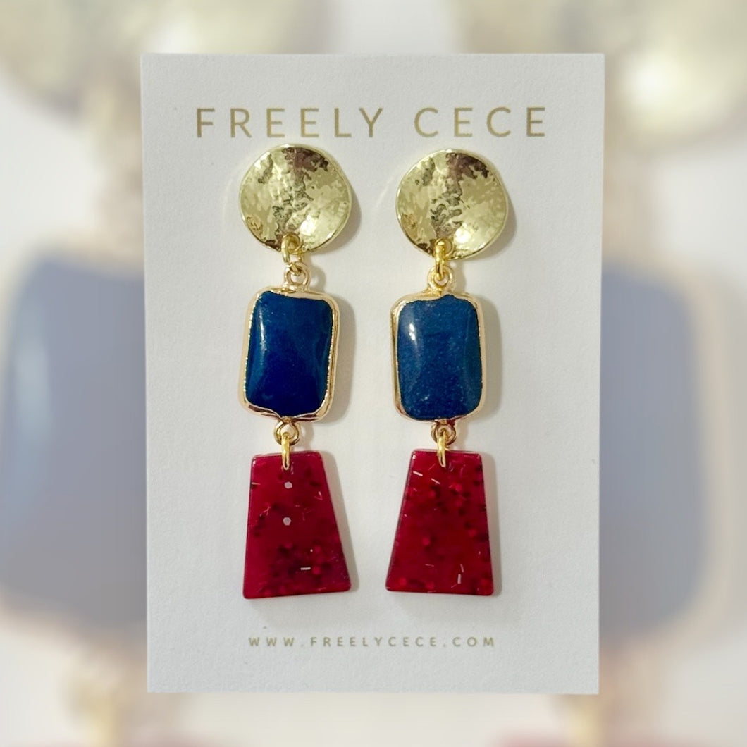 Red & Blue Stone Dangles