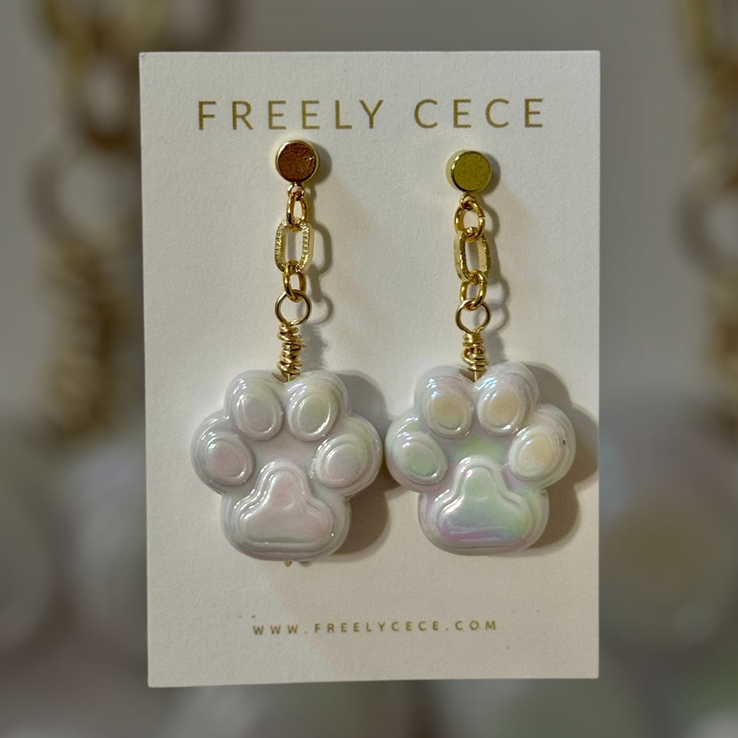Iridescent Paw Print Dangle