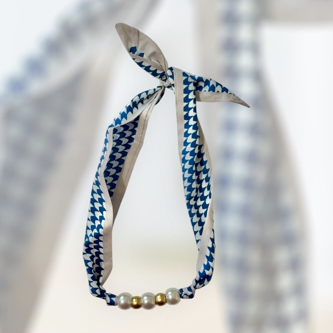Blue Beaded Scarf Necklace