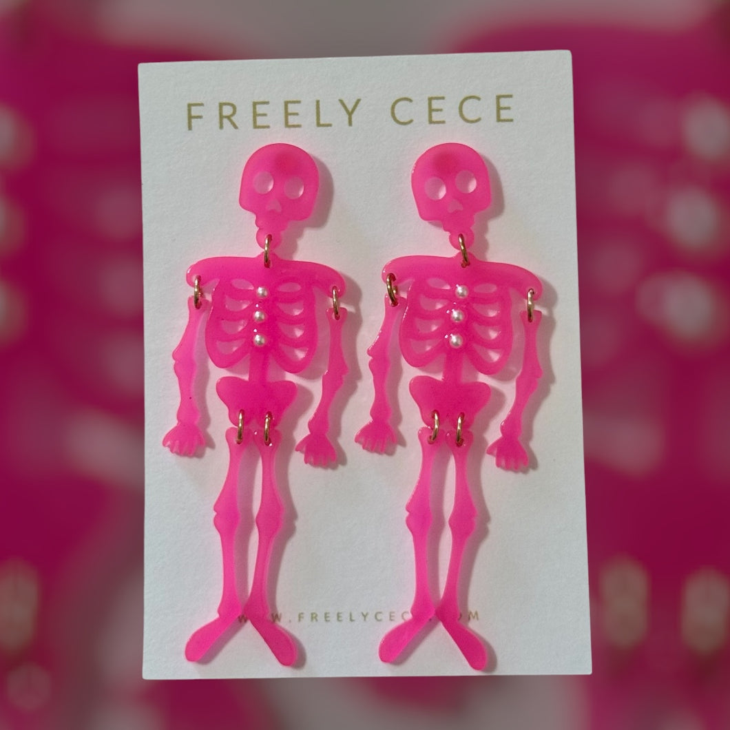Pink Skelly Earrings
