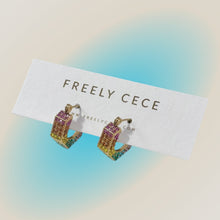 Load image into Gallery viewer, CZ Rainbow Hoop Earrings
