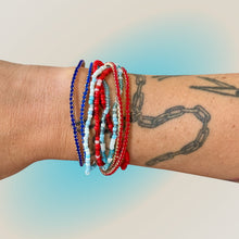 Load image into Gallery viewer, Red White &amp; Blue Stretch Bracelet Stack
