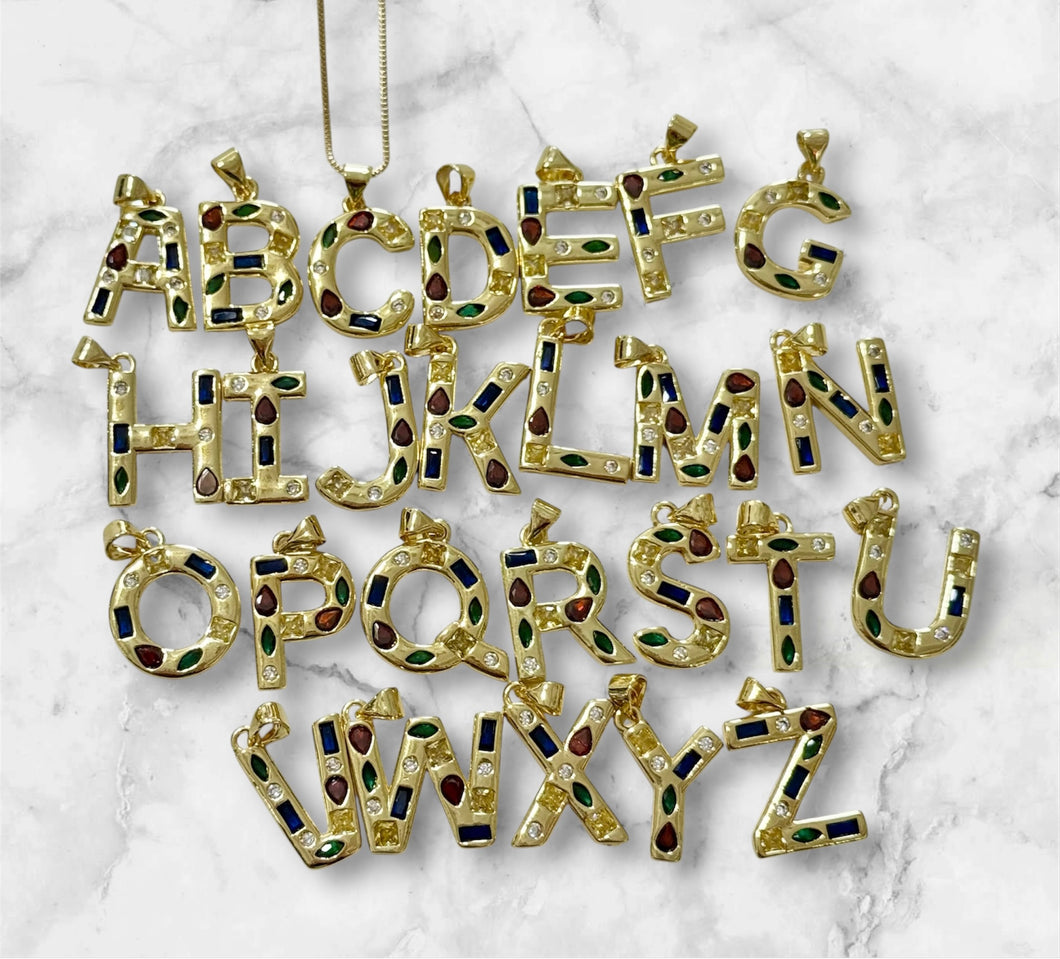 Jeweled Initial Necklace