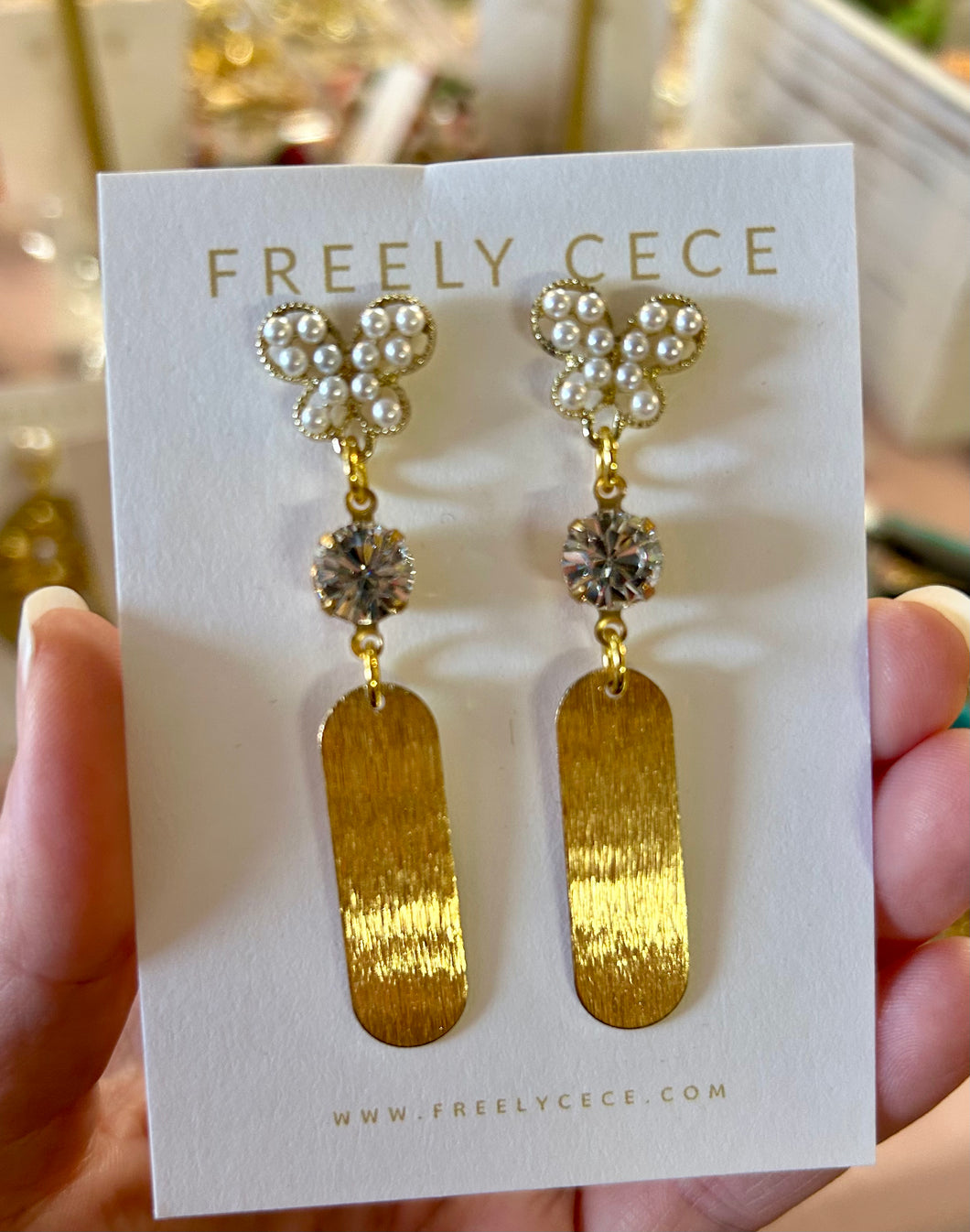Pearl Butterfly Drop Earrings