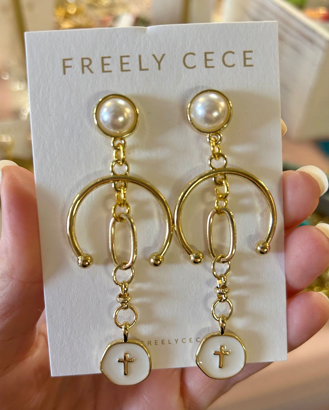 Pearl Crossing Earrings