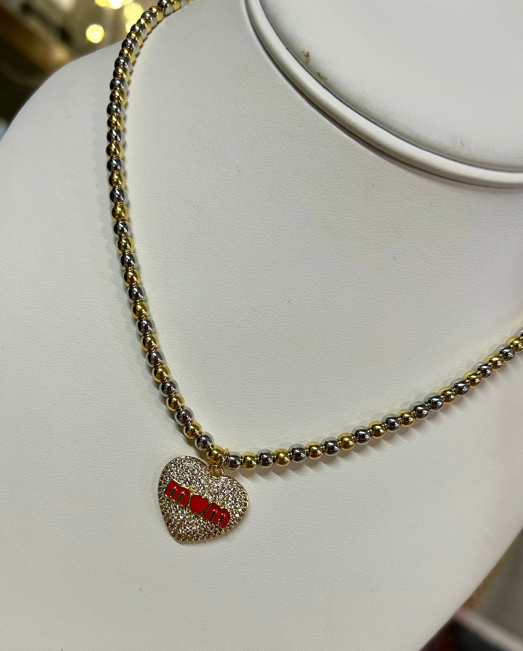 Mixed Metal Beaded Mom Necklace