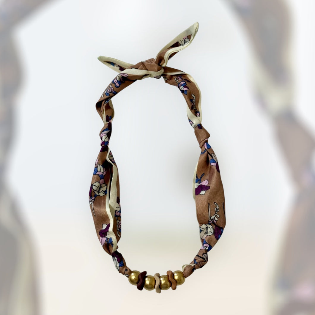 Fall Floral Beaded Scarf Necklace